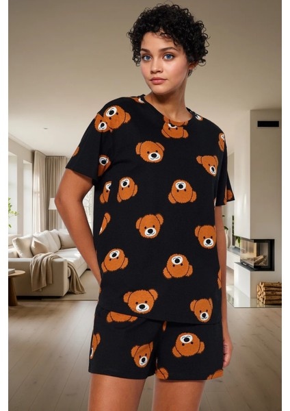 Kadın %100 Pamuklu Regular Kalıp Ayıcıklı Pijama Takımı Özenle Seçilmiş Trend Tasarım fiyatları