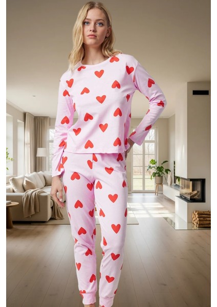 Kışlık Rahatlık 2'li Kalpli Örme Pijama Takımı %100 Pamuk Mükemmel Uyum Özenle Seçilmiş fiyatları