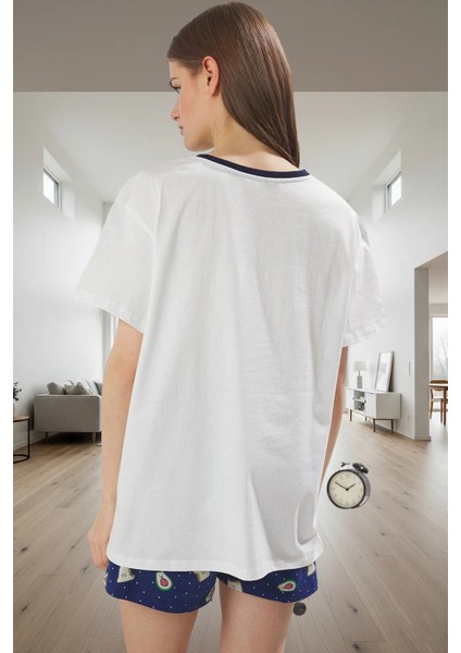 Örme Pamuklu Kadın Pijama Takımı Rahat Nefes Alabilir Avokado Desenli Uzun Ömürlü Kullanım modelleri