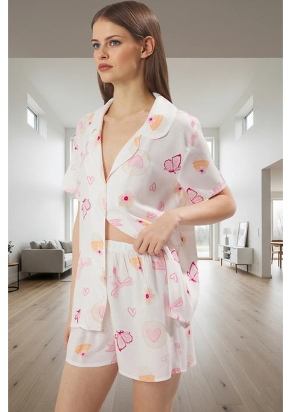 Yazlık Çok Baskılı Pijama Takımı Şortlu Nefes Alan Viskoz Kumaş Mükemmel Uyum fiyatları