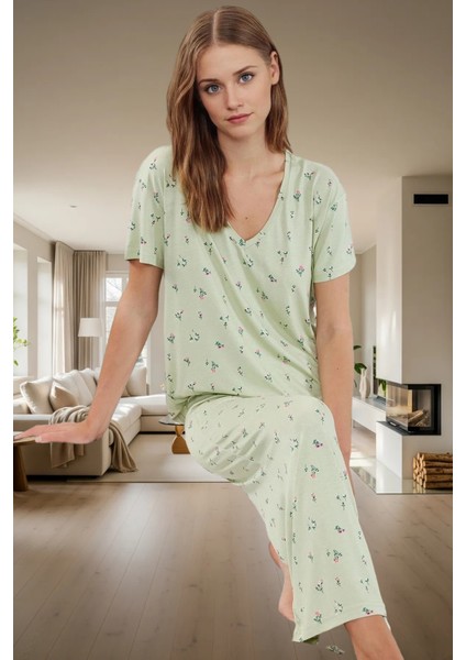 Viskon Süprem Pijama Takımı Çok Çiçek Desenli Rahat Kalıp Yüksek Kalite Kullanım fiyatları