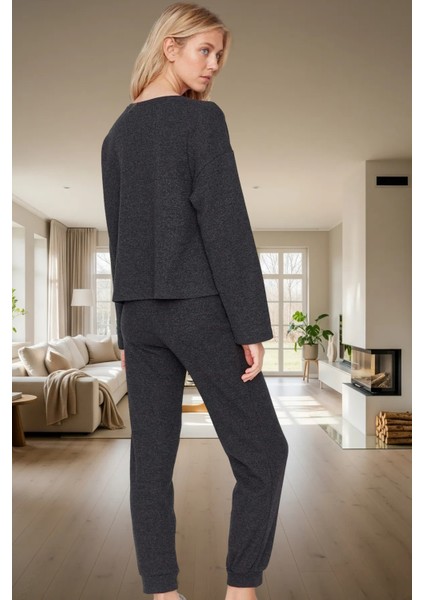 2'li Pijama Takımı Pamuklu Waffle Kumaş Uzun Paça Düşük Kol Kaliteli Işçilik Konforlu Kesim modelleri