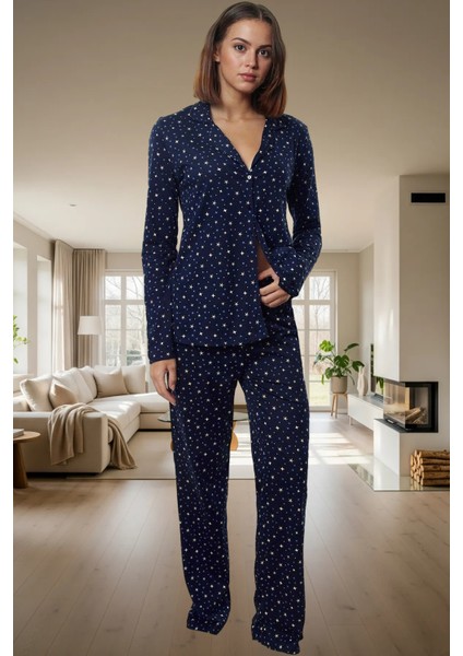 Kış Mevsimi Için %100 Pamuklu Örme Pijama Takımı Şık Görünüm Konforlu Kesim Yüksek Kalite