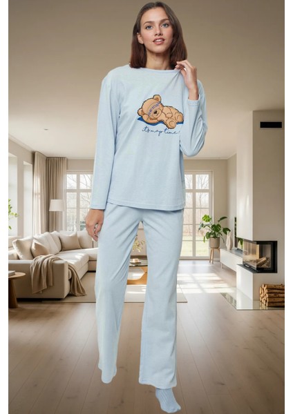 Homewear Koleksiyonu Rahat Pamuklu Pijama Takımı Uzun Kollu Geniş Paça Özenle Seçilmiş