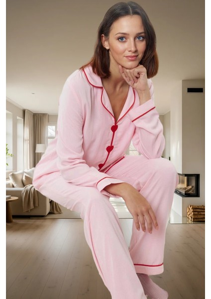 Şık ve Rahat Kışlık Pijama Takımı; 100% Viskon Regular Fit Trend Tasarım