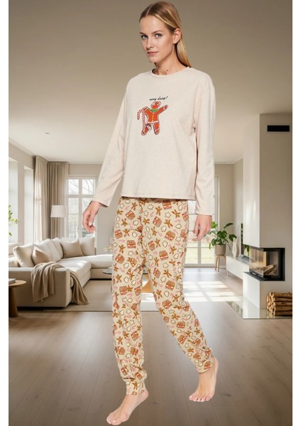 Yılbaşı Temalı %100 Pamuk Örme Pijama Takımı Kış Rahatlığı Için Mükemmel Seçim Günlük Kullanım