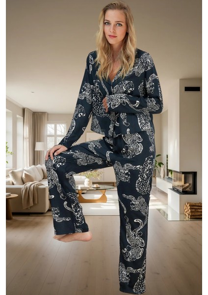 Kışlık Kaplan Desenli Shally Dokuma Pijama Takımı Mükemmel Uyum Seçkin Malzeme Özel Tasarım fiyatları
