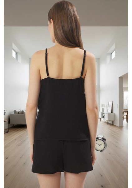 V Yaka Dantel Detaylı Müslin Pamuk Pijama Takımı 2'li Modern Stil Yüksek Kalite modelleri