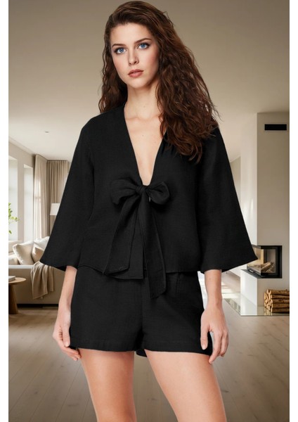 Yazlık Pijama Takımı Müslin Kumaş Şal Yaka Truvakar Kol Rahat Kesim ve Şık fiyatları