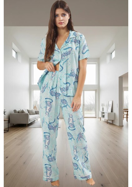 Rahat ve Şık Hayvan Desenli Viskoz Pijama Takımı Tüm Sezonlar Için Trend Tasarım fiyatları