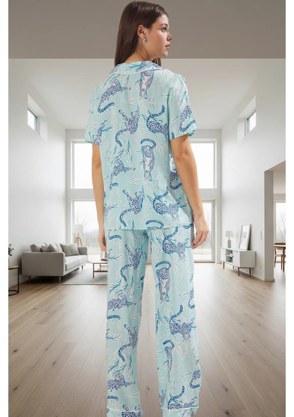 Rahat ve Şık Hayvan Desenli Viskoz Pijama Takımı Tüm Sezonlar Için Trend Tasarım modelleri