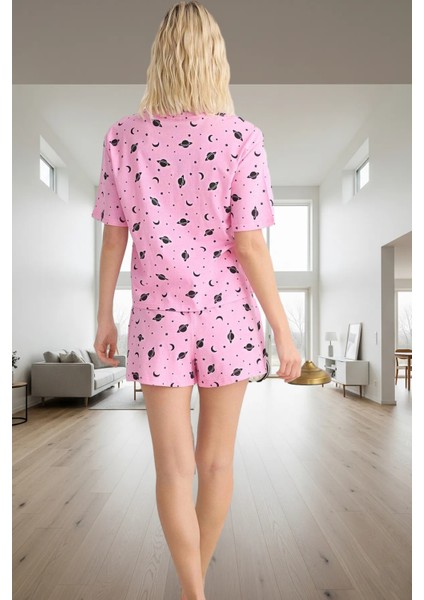 Galaksi Desenli Örme Pamuk Pijama Rahatlık ve Şıklık Yüksek Kalite Profesyonel Görünüm