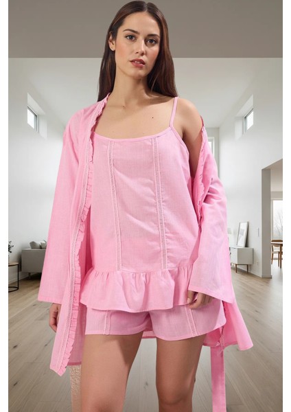 Evde Rahatlık %100 Pamuklu Pijama Takımı Boru Paça Şort Trend Tasarım fiyatları