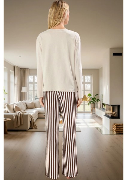 Kadın Kışlık Pijama Takımı %100 Pamuk Regular Kalıp Boru Paça Profesyonel Görünüm modelleri