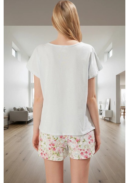 Yazlık Homewear %100 Pamuk Çiçekli Pijama Takımı Bisiklet Yaka Trend Tasarım Mükemmel Uyum modelleri