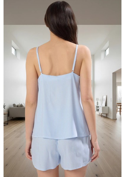 Rahat Yazlık Pijama Çizgili Dokuma Viskoz Atlet Şort Takımı Premium Kalite Trend Tasarım modelleri