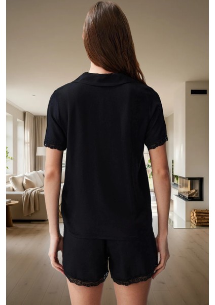 Rahat Yazlık Pijama Takımı Viskon Shally Dokuma Dantel Detaylı Yüksek Kalite Şık Görünüm modelleri