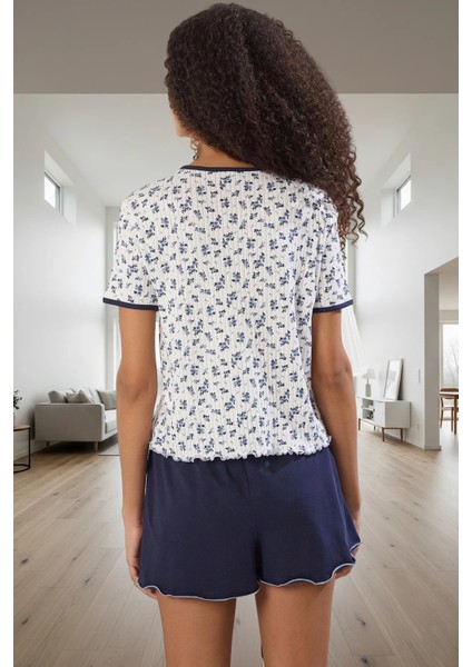 Pamuklu Çiçekli Pijama Takımı Rahat Örme Kumaş Yazlık ve Şık modelleri