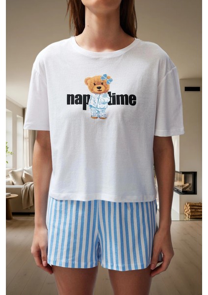 Ayıcıklı Çizgili %100 Pamuklu Pijama Takımı Rahat ve Şık Yaz Uykusu Mükemmel Uyum Dayanıklı Malzeme modelleri