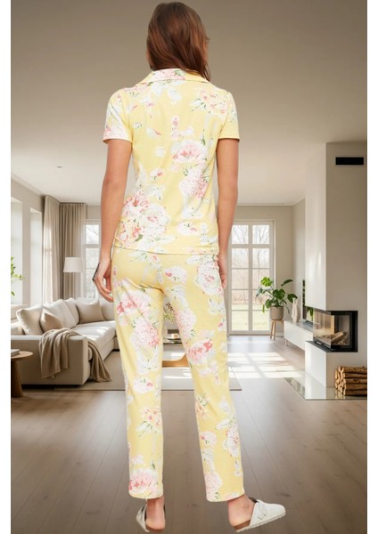 2'li Homewear Pamuklu Örme Pijama Takımı Çiçekli Desen Regular Kalıp Şık Görünüm modelleri