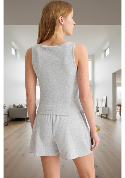 Yazlık Örme Pijama Takımı Nefes Alabilir Waffle Kumaş Günlük Kullanım Için Rahat modelleri