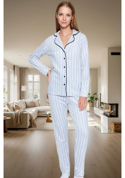 Çizgili Polar Pijama Takımı Rahatlık ve Şıklık Bir Arada Dayanıklı Malzeme Trend Tasarım fiyatları