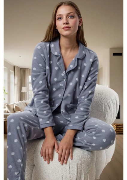 Rahat Kalıp 100% Polyester Polar Pijama Takımı Kış Için Ideal Kullanım