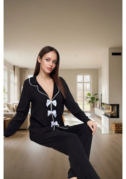 Rahat Viskon Pijama Takımı; Renk Uzun Kollu Boru Paça Ömürlü Özenle Seçilmiş