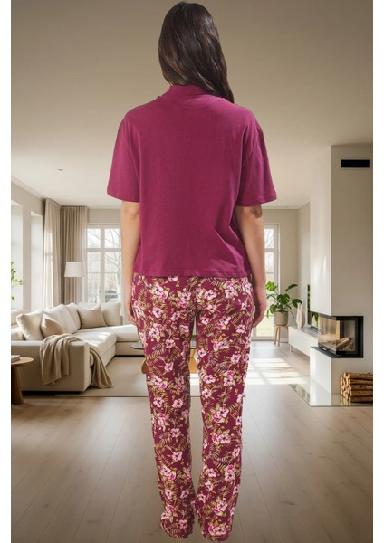 Pamuklu Çiçekli Pijama Takımı Rahat ve Şık Ev Giyim Seti Görünüm Özenle Seçilmiş Özel Tasarım modelleri