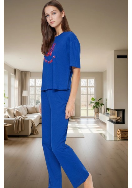 Eğlenceli Baskılı Homewear Pijama Takımı %100 Pamuk Rahat Kesim Modern Stil Kullanım modelleri