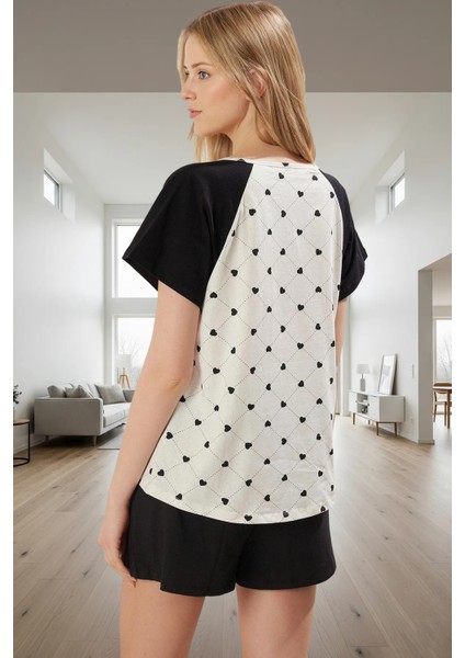 Homewear %100 Pamuklu Pijama Kalpli Desenli Kısa Kollu Rahat Kalıp Zarifane Tasarım Uzun Ömürlü modelleri