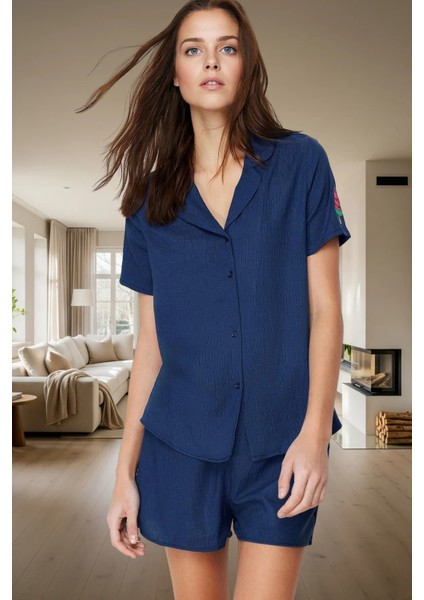 Viskon Saten Pijama Takımı Karpuz Nakışlı Rahat Kalıp Yazlık Şık Görünüm Özel Tasarım