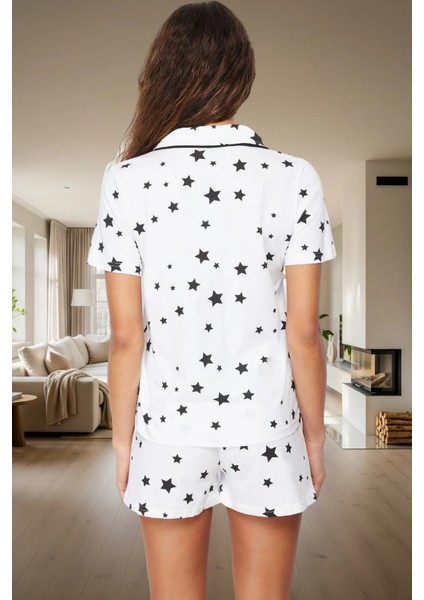 Rahat %100 Pamuk Pijama Takımı Yıldız Desenli Boru Paça Regular Kalıp Özenle Seçilmiş modelleri