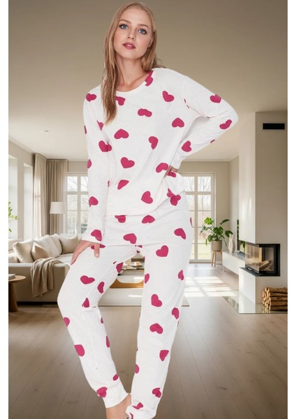 Kışlık Rahatlık 2'li Kalpli Örme Pijama Takımı %100 Pamuk Mükemmel Uyum Özenle Seçilmiş fiyatları