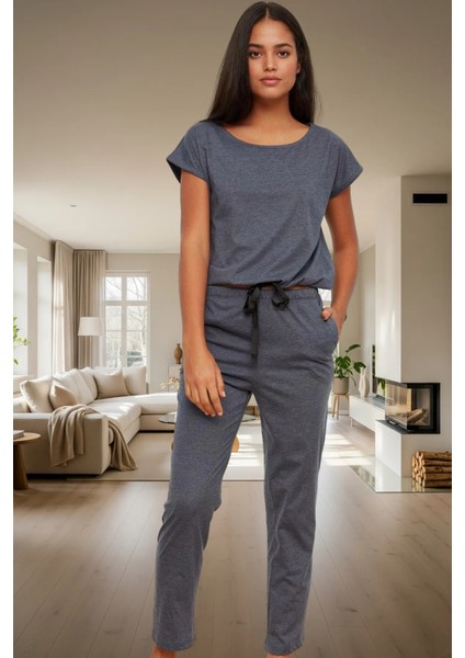Rahat %100 Pamuk Pijama Takımı Boru Paça Ev Giyim Trend Tasarım Mükemmel Uyum