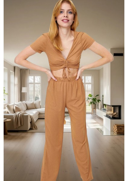 Rahat Kesim Örme Pijama Takımı Ideal Ev Giyim Seti Kullanım Zarifane Tasarım ve Şık fiyatları