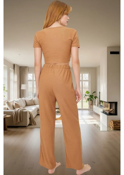 Rahat Kesim Örme Pijama Takımı Ideal Ev Giyim Seti Kullanım Zarifane Tasarım ve Şık modelleri