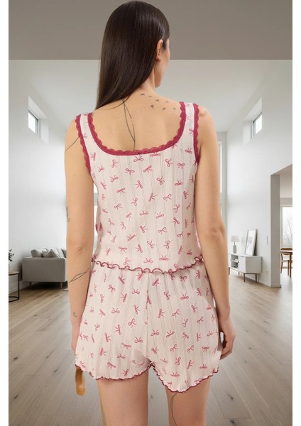 Rahat Pamuklu Pijama Takımı Çiçek Desenli Kolsuz 2'li Takım Günlük Kullanım Için Yüksek Kalite modelleri