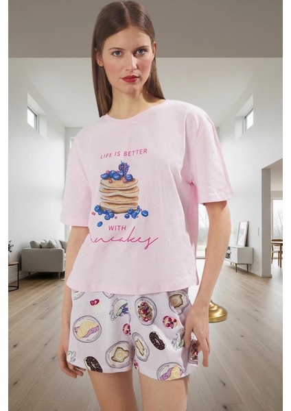 Mantar Desenli Pamuklu Pijama Takımı Rahat ve Şık Uyku Görünüm Modern Stil