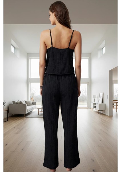 Rahat Geniş Paça Pijama Takımı Viskonlu Crinkle Dokuma Profesyonel Görünüm ve Şık modelleri