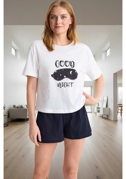Pamuklu Yazlık Pijama Takımı Kısa Kollu Regular Kalıp Evde Rahatlık Için Mükemmel Uyum