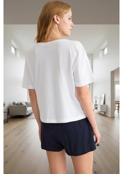 Pamuklu Yazlık Pijama Takımı Kısa Kollu Regular Kalıp Evde Rahatlık Için Mükemmel Uyum modelleri