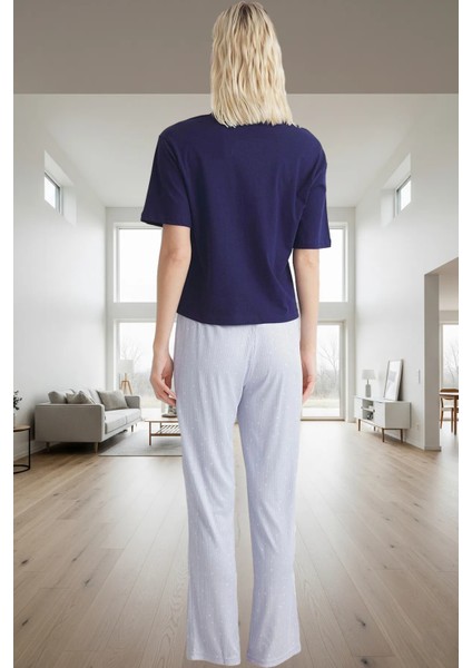 Pamuklu Örme Pijama Takımı Galaksi Desenli Regular Kalıp Günlük Kullanım Için modelleri