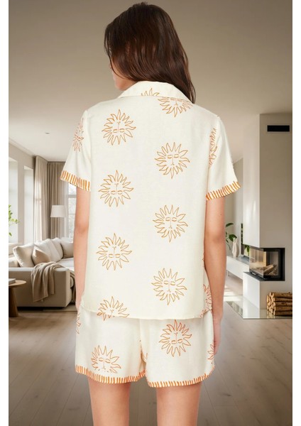 Şortlu Pijama Takımı Yumuşak Viskon ve Güneş Desenleri Özenle Seçilmiş Konforlu Kesim modelleri