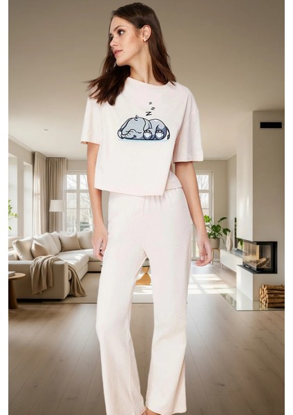Rahat %100 Pamuklu Fil Desenli Pijama Takımı Zarifane Tasarım Özenle Seçilmiş Yüksek Kalite fiyatları