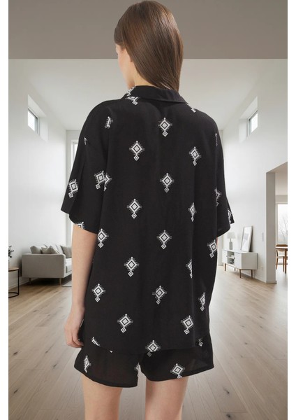 Yazlık Etnik Desenli Pijama Takımı Shally Kumaş Konfor Profesyonel Görünüm Mükemmel Uyum