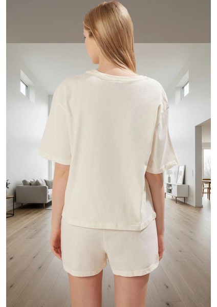 Yazlık %100 Pamuk Pijama Kahve Baskısı Regular Kalıp Yüksek Kalite Rahat ve Şık