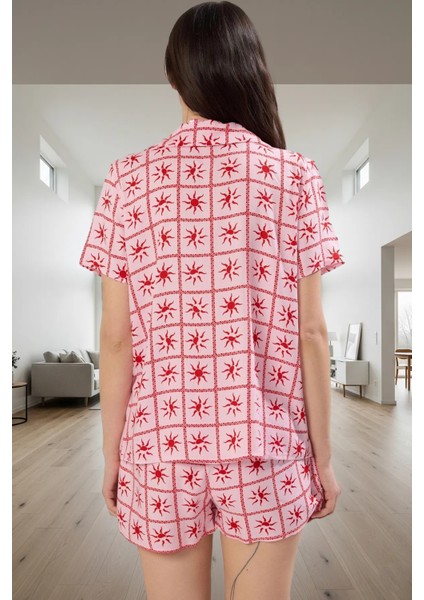 Yazlık Şortlu Pijama Takımı %100 Viskoz Shally Dokuma Profesyonel Görünüm Premium Kalite