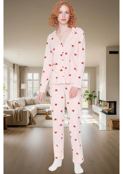 Rahat ve Şık %100 Pamuklu Kalpli Pijama Takımı Kış Için Ideal Zarifane Tasarım fiyatları