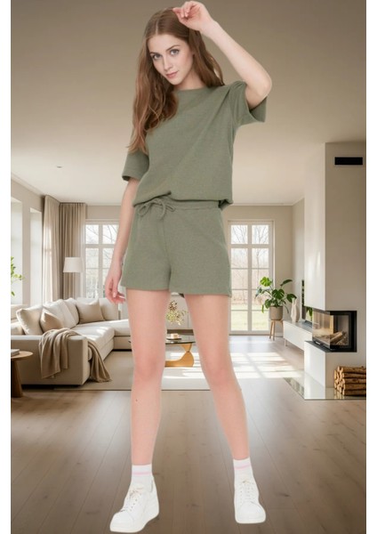 Örme Waffle Kumaş Pijama Takımı 2 Parça Rahat ve Şık Yazlık Mükemmel Uyum Zarifane Tasarım fiyatları